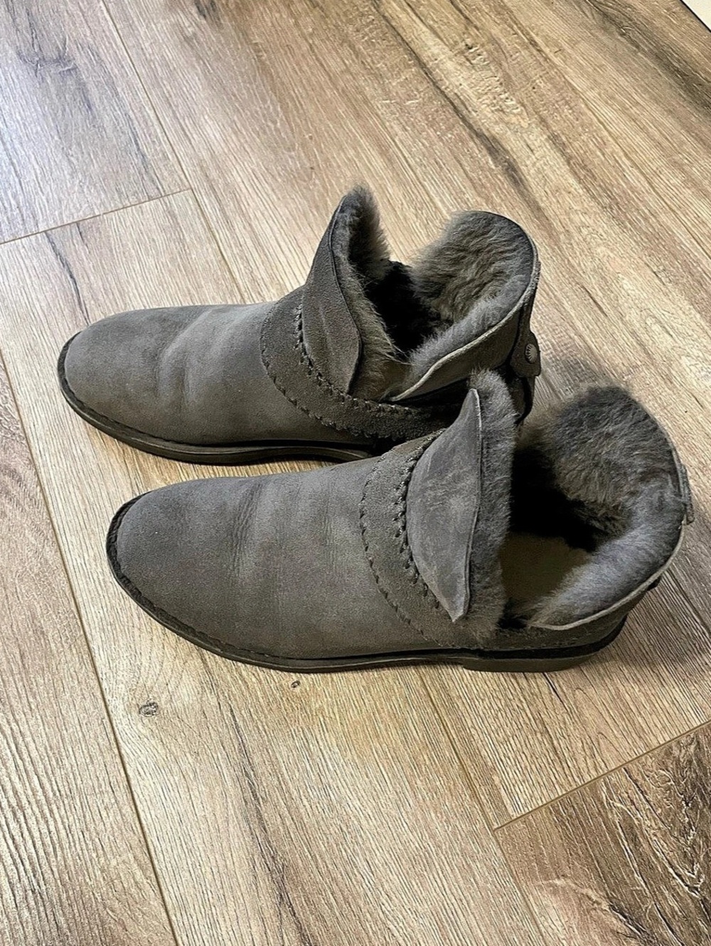 UGG McKay Gray Fur-Lined Ankle Boots